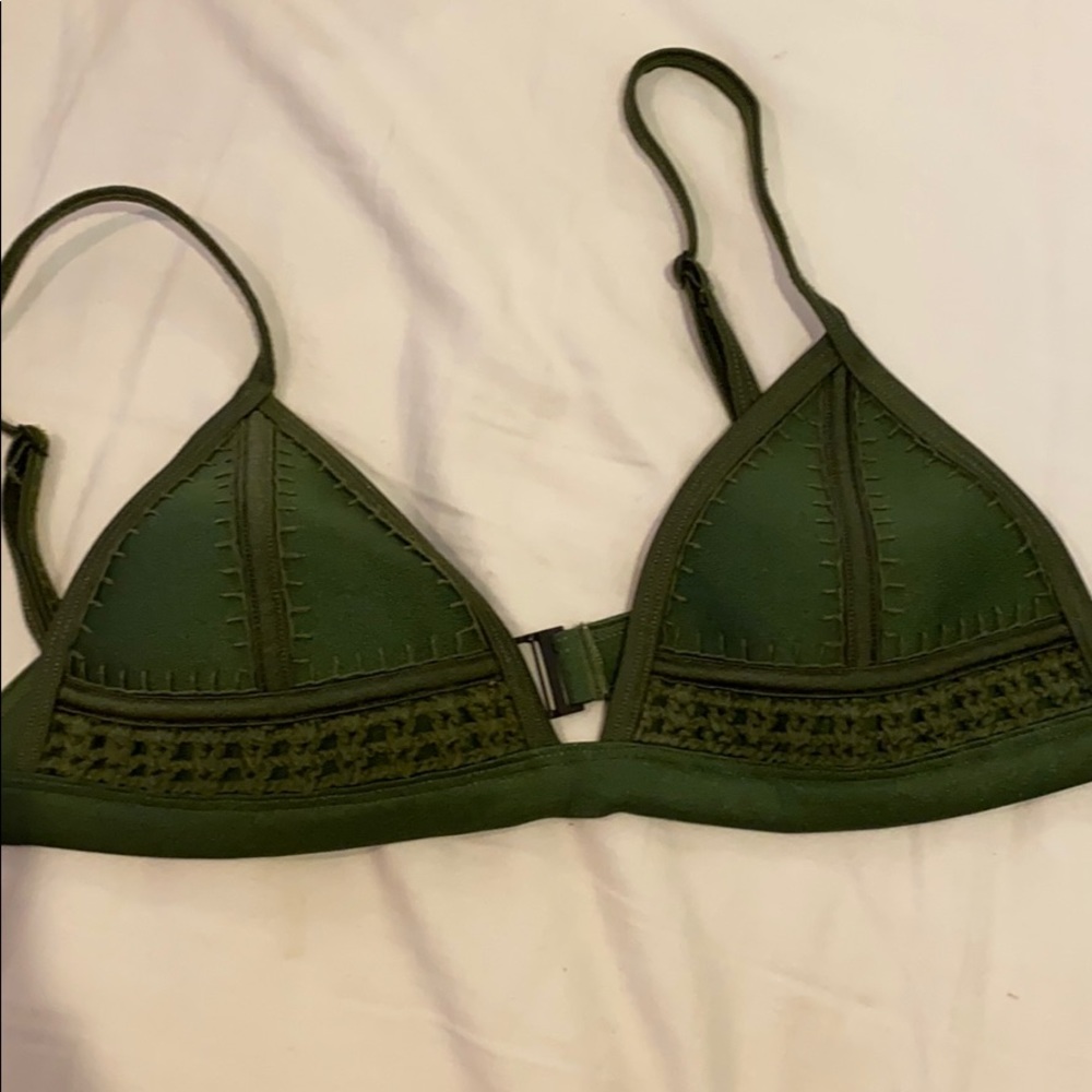 green triangl bikini top with FREE bottoms